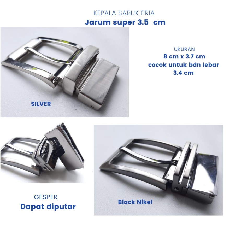 Kepala Ikat pinggang Jarum Super 3,5 cm - Hitam ( KPL JR 35 JEPIT SUPER )